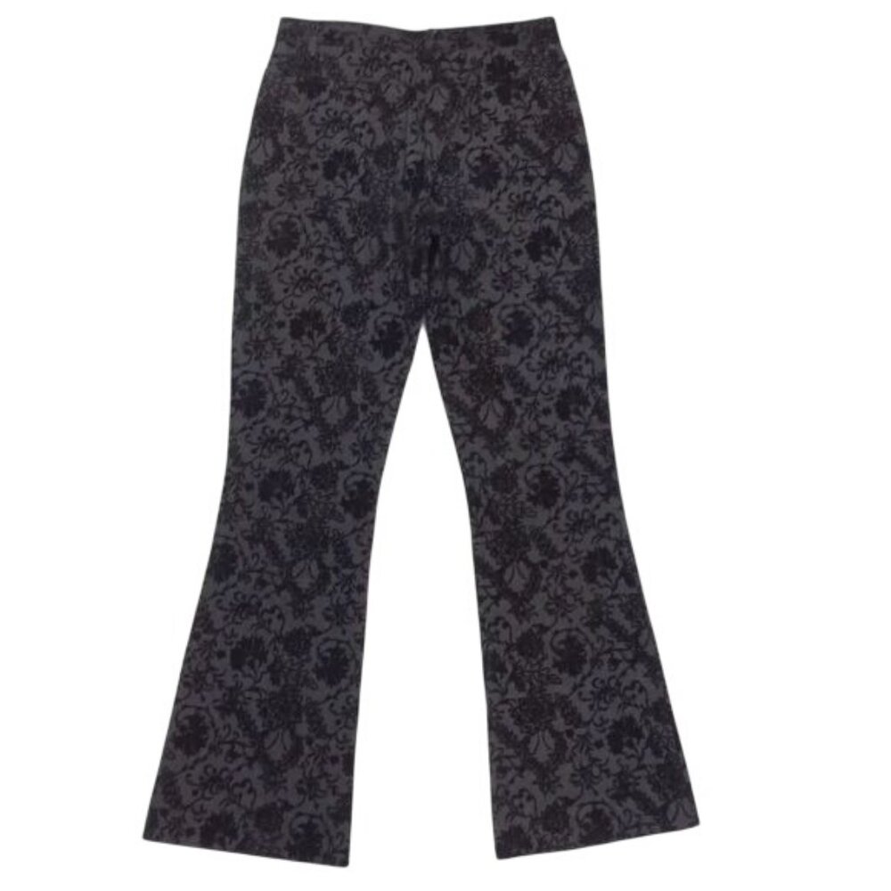 Y2K Black Floral Velvet Mid Rise Flare Jeans | Mob Wife Dark Academia Whimsigoth - Picture 7 of 10